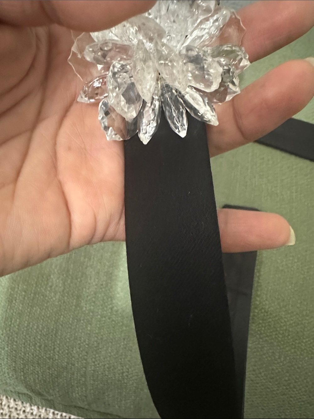 Crystal Floral Cluster Belt - Black with Clear Accents - Picture 7 of 9